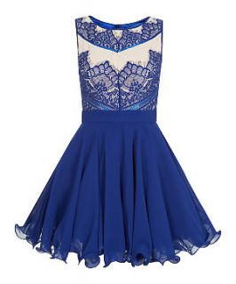 Chi Chi Blue Lace Contrast Prom Dress