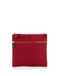 Au Revoir Nylon Flat Cosmetic Pouch, Red