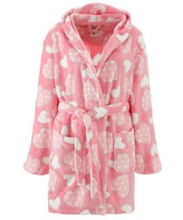 Pink Heart Print Fleecy Robe