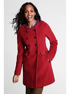 Lands End Women`s regular luxe wool collarless coat Red