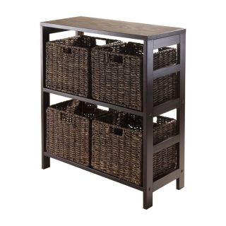Winsome Granville 5 Piece Storage Shelf with 4 Foldable Baskets   Espresso / Chocolate   Bookcases
