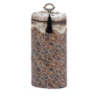 Woodland Imports Ceramic Jar with Lid and Metal Handle   18H in.   Canisters & Bottles
