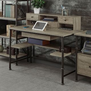 Julian Furniture Stevenson Rectangle Writing Desk with Optional Hutch   Desks