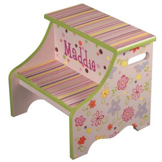 Step Manufactured Wood Personalized Funky Flowers Step Stool with
