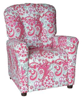 Brazil Furniture 4 Button Back Childrens Recliner   Hippie Chick Flamingo