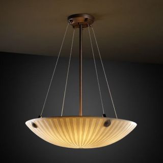 Justice Design Group PNA 9661   Finials 18" Pendant Bowl with Concentric Circles Finials   Round Bowl Shade   Dark Bronze with Waterfall Shade   Pendant Lights