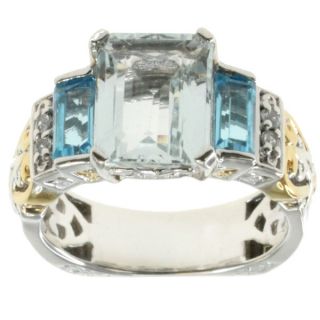 Michael Valitutti Palladium Silver Aquamarine Ring With Swiss Blue