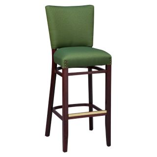 Regal Beechwood Upholstered Armless Stool with Nail Trim on Back   Bar Stools