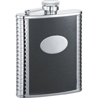 Visol Tux Black Leather and Stainless Steel 18 ounce Liquor Flask