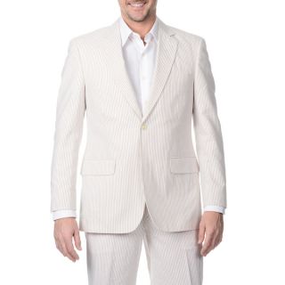 Palm Beach Mens Big & Tall Long Tan/ White Double Vent Jacket