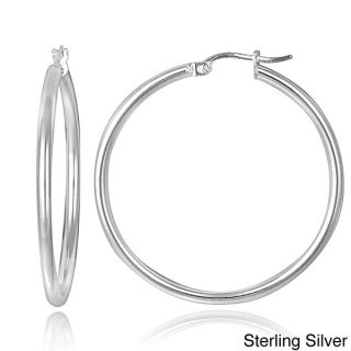 Mondevio Sterling Silver High Polished Round Hoop Earrings   16172555