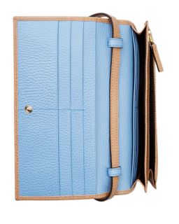 Gucci Swing Leather Wallet with Strap, Camel/Blue