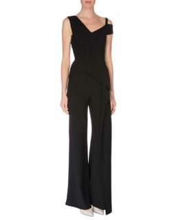 Roland Mouret Off The Shoulder Straight Leg Jumpsuit, Black