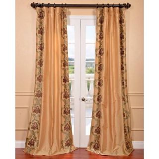 St. Tropez Gold Embroidered Faux Silk Curtain Panel  