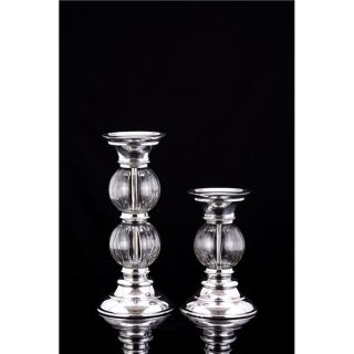 Casa Corter Silver Ceramic Pillar Candle Holders (Set of 3)