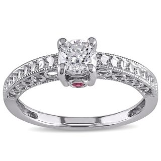 Amour Enrose by Miadora 14k White Gold 1/2ct TDW Diamond and Pink