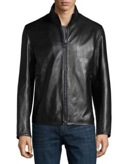 Andrew Marc Dorset Leather Jacket, Black