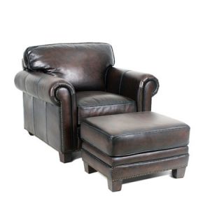 Palatial Furniture Hillsboro Leather Arm Chair and Ottoman
