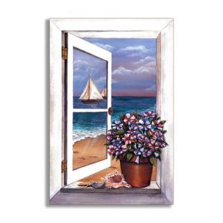 Stupell Industries Seascape with Petunias Faux Window Scene