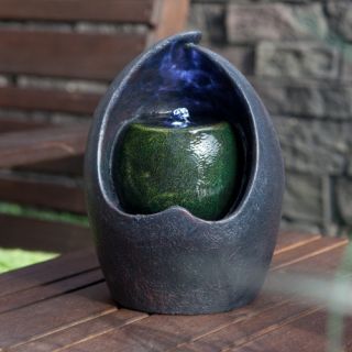 Alpine Abstract Jar Tabletop Outdoor Fountain with LED Lights   Fountains