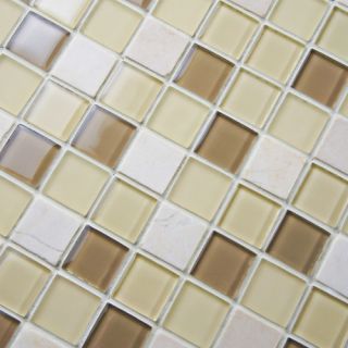 Chroma 0.875 x 0.875 Glass and Natural Stone Mosaic Tile in Olea by