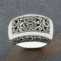 Handmade Sterling Silver Wide Cawi Ring (Indonesia)