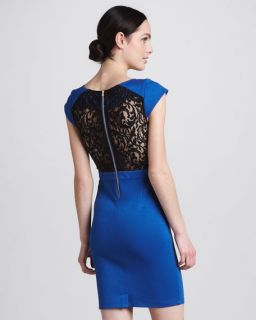 Madison Marcus Lace Inset Fitted Dress
