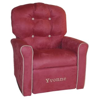 Dozydotes 4 Button Kid Personalized Recliner   Dusty Rose with Oyster Accents   Kids Upholstered Chairs