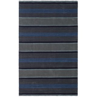 Martha Stewart Chalk Stripe Wrought Iron Navy Wool/ Viscose Rug (5 x