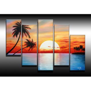 DesignArt Tropical Sunset 5 Piece Original Painting on Canvas Set