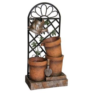 Alpine Three Flower Pots and Garden Tools Outdoor Fountain   Fountains
