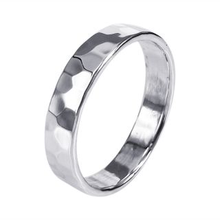 Journee Collection Elegant Sterling Silver Handcrafted Hammered Band