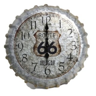 14.2 inch Metal Clock Route 66 with Bottle Cap Design   16725244