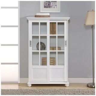 Altra Arron Lane Red Bookcase with Sliding Glass Doors