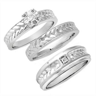 Bridal Symphony Sterling Silver 1/6ct TDW Diamond His and Hers Bridal