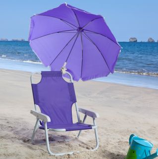 Kids Purple Beach Chair & Umbrella   Kids Outdoor Chairs