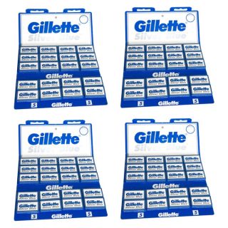 Gillette 100 Silver Blue Double Edge Razor Blades (Pack of 4