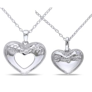 Haylee Jewels Sterling Silver 1/5ct TDW Diamond Heart Necklace Mother