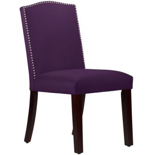Made to Order Nail Button Arched Dining Chair in Velvet Aubergine