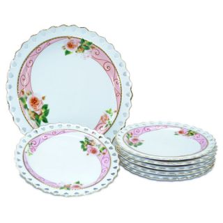 Golden Floral Design 7 Piece Ceramic Serving Plate Set   14981262