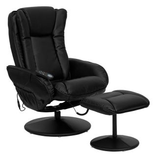 Flash Furniture Leather Massaging Black Recliner with Ottoman   Recliners
