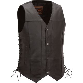 First Classics Men's 10-Pocket Leather Vest — Black