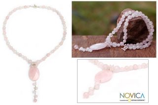 Spell of Love Handcrafted Rose Quartz Pendant Necklace (Thailand