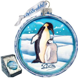 Holiday Penguin Pals Cut Ball Glass Ornament by G Debrekht