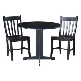 International Concepts 3 Piece Dining Table Set   Black   Kitchen & Dining Table Sets