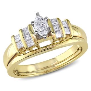 Miadora 14k Two tone Gold 1/2ct TDW Marquise Diamond Ring Set (G H, I1