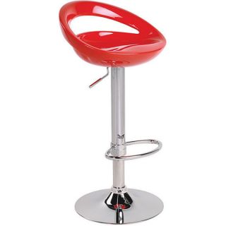 Red Adjustable Height Hydraulic Swivel Bar Stool with Chrome Base