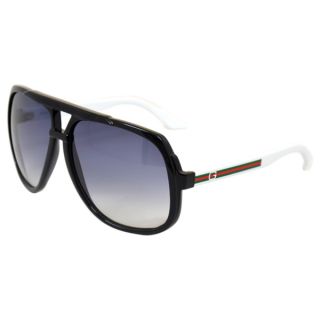 Gucci Unisex GG 1622/S OVF Black/ White Aviator Sunglasses