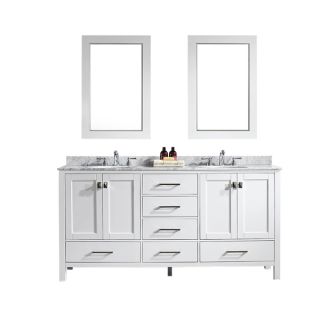 Gela 72 inch White Double Vanity with Carrera White Marble Top with