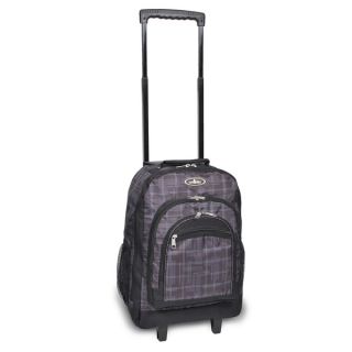 Everest 18 inch Grey and Black Plaid Rolling Backpack  